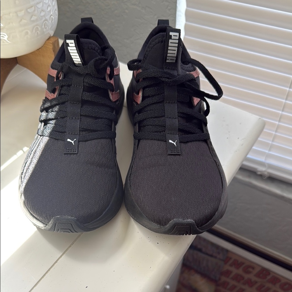 Puma Black Sneakers with Pink Highlights